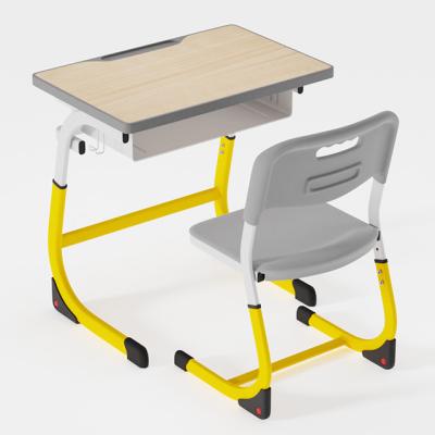 China Modern school desk 2024 design wooden school chair and desk heavyduty adjustable school desk and chairs for sale