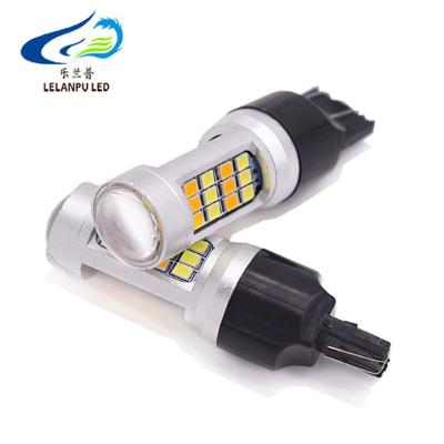 China Universal Auto Parts Led T20 3157 BAU15S 2835 Dual Color 42smd Car Turn Signal Light High Quality White Yellow 7440 1156 Bright Bulb for sale