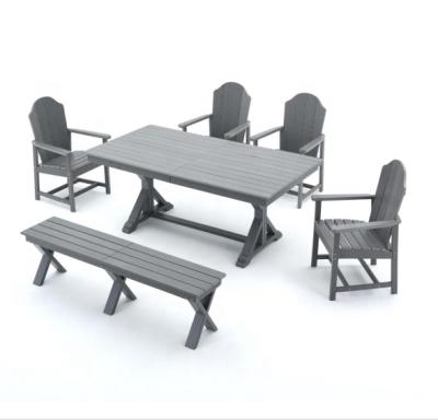 China Eco-freindly\Waterproof\Weather Resistant\UV Resistant High Quality Dining Table and Chair Waterproof and Eco-friendly Popular HDPE Outdoor Dining Table and Chair Furniture Set for sale