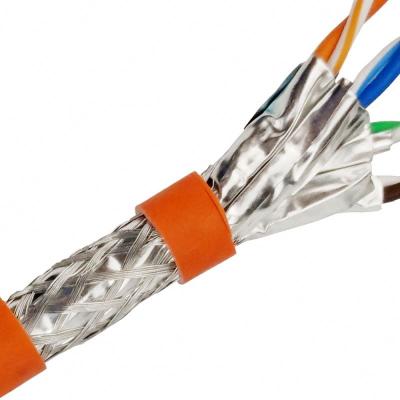 China Lan cable 23awg pure solid bare copper lszh jacket orange color sftp cat6a braided cable for sale