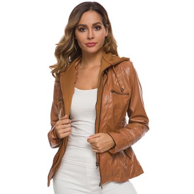 China Anti-wrinkle Women Zipper Faux Leather Jackets Lady Bomber Motorcycle Outerwear Coat for sale