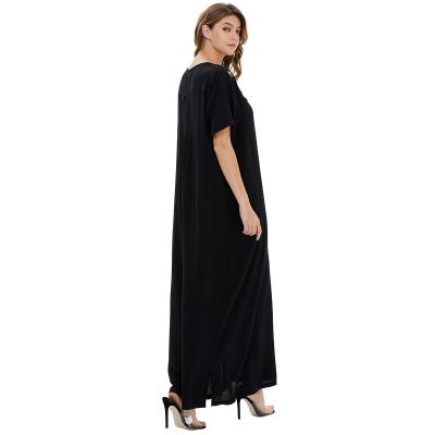 China Jilbab Dubai Feel Simple Color Long Comfortable Arab Turkish Muslim Women Islamic Dresses Pray Simple Black Abaya for sale