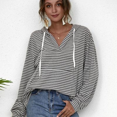 China Anti-wrinkle striped European top women and American brand women's loose sweater for sale