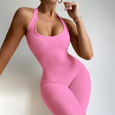 China QUICK DRY Summer Solid Custom Overalls For Women One Piece Fitness Ladies Overalls Sleeveless Short Jumpsuits for sale