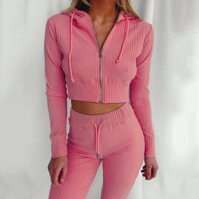 China Spring 2021 QUICK DRY High Quality Women Top Luck Label Women Two Piece Crop Set Set 2 Piece 2 Piece Set Casual for sale