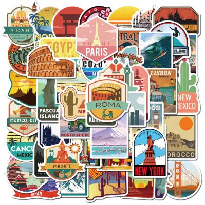 China Waterproof Outdoor 50 Pcs Decorative Vinyl Sticker Travel Sticker Pack For Laptop Guitar Skateboard Car Suitcase Luggage for sale