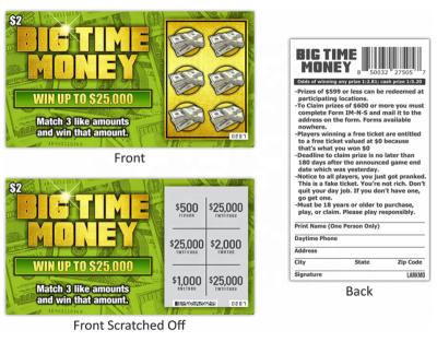 China Pull the ultimate prank on your friends & custom family lottery print scratch and win cards for sale