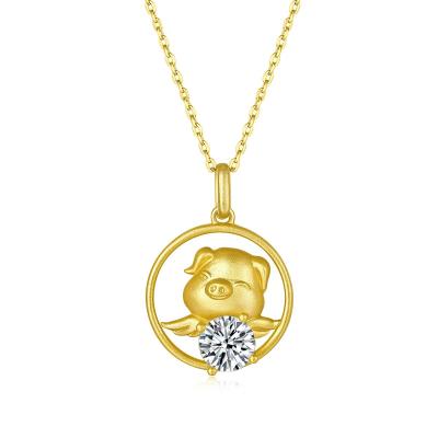 China Hot Sale Stylish Hot Selling Elegant 925 18k Sterling Silver Gold Pig Form The 12 Chinese Zodiac Signs Necklaces for sale