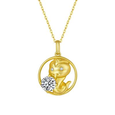 China Gold Plated Popular Personalized Lucky Chinese Zodiac Snake Pendant Necklace 18k Gold Plated Necklace for sale