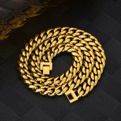 China Hot Sale Hip Hop Cuba Chain 14k Gold Plated Punk Gold Plated Black Gemstone Stainless Steel Necklace For Woman for sale