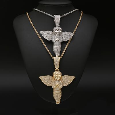 China Hot Sale Gold Plated Faith Gold Plated Silver Color Mens Filled Cross Pendant Necklace For Men Angel Shape for sale