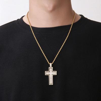 China Gold Plated Stainless Steel Jesus Christ Cross Pendant Necklace 2021 Hot Sales Mens Womens for sale