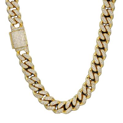 China Europe and America 18K gold iced out 5A chain link cuban zircon and 5 layers gold plated necklace with wholesale price for sale