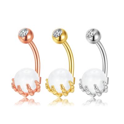 China Romantic Skeleton Hand Grabbing Ball Series Navel Ring Pretty Belly Ring Opal Belly Ring for sale