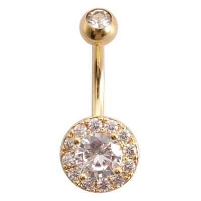 China 316L Surgical Steel Romantic Plating Round Ring Navel Jewelry Enticing Classic Zircon Inlay Navel Piercing Jewelry for sale