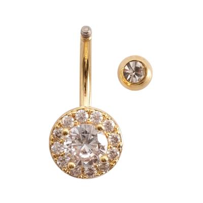 China Romantic African Style Belly Rings Zircon Diamond Flower Shaped Belly Button Rings for sale