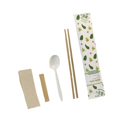 China Restaurant Disposable PP Cutlery Bag Set with Biodegradable Napkin and Printed Logo for sale