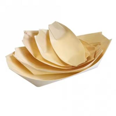 China Party Occasion Compostable Wooden Boat Sushi Packaging Container Poplar Wood Material for sale