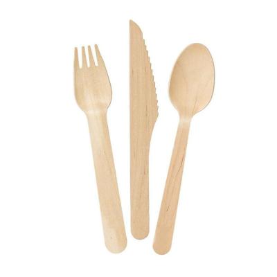 China Custom Logo Fast Food Tableware Natural Color Wooden Cutlery Set for Restaurants for sale