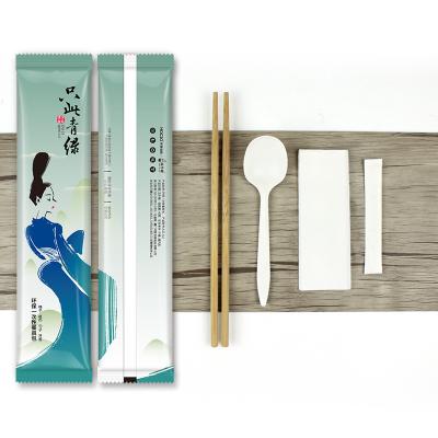 China Packing Material Plastic Bag/Carton Box Disposable Wood Spoon and Chopsticks for Everyday for sale