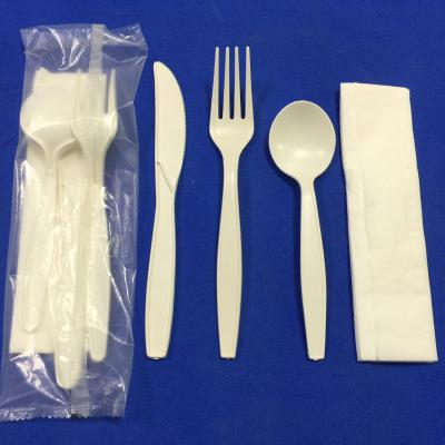 China Superb One-Stop Service Disposable Cutlery Pockets Food Grade Biodegradable PP Spoon Fork Knife for sale