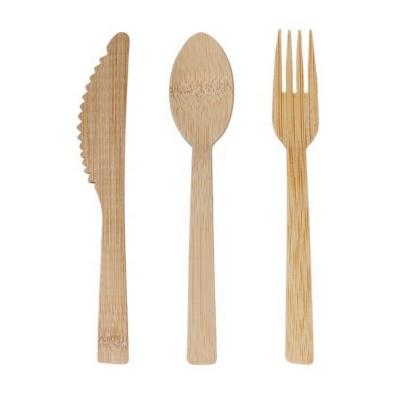 China Compostable Disposable Cutlery Set Eco Friendly Bamboo Fork Spoon Knife for Everyday for sale