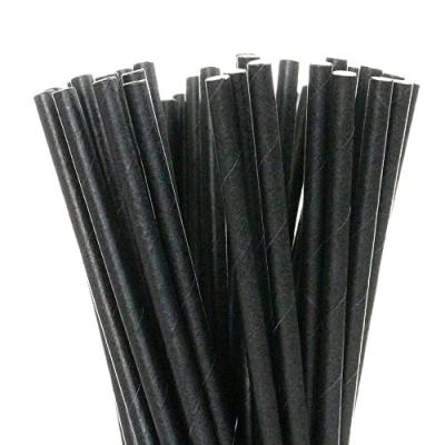 China 250pcs Biodegradable Customized Logo Black Paper Straws 197mm for Eco Friendly Products for sale