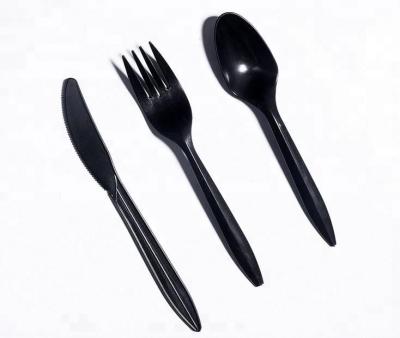 China Plastic Sleeve Cutlery Set Customized Logo Buffets PS Disposable Spoon Fork and Knife for sale