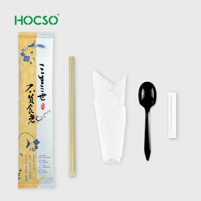 China Convenient Disposable Cutlery Set for Restaurants Includes Chopstick Spoon and Napkin for sale