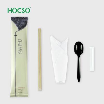 China Convenient Pink Cutlery Pouch with Disposable Bamboo Chopsticks and Custom Logo for sale