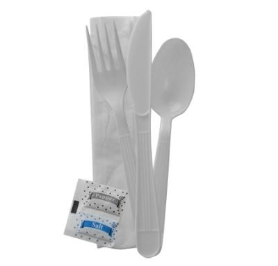 China Flatware Biodegradable Eco Cutlery Salt and Pepper Wrapped Napkin PLA Bag Plastic for sale