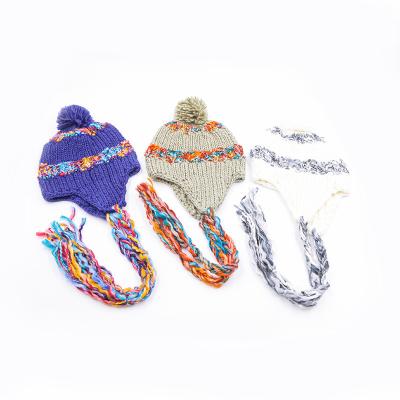 China Winter Warm Handmade Gorros Ski Knitted Hat Windproof Nepal Wool Factory COMMON Shipping for sale