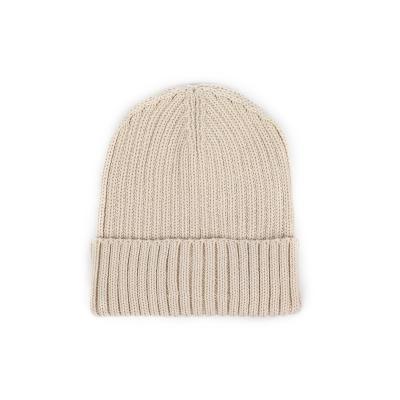 China Wholesale OEM Rib Hat Machine Knit Recycled Polyesters Yarn Warm Cuff Wholesale Beanies for sale