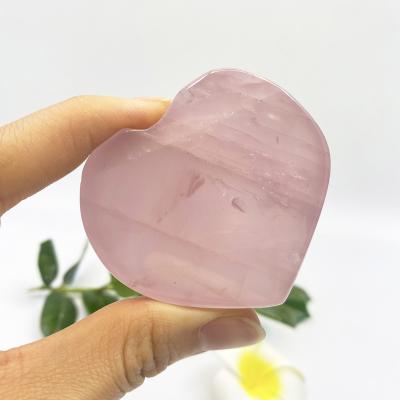 China China High Quality Healing Stone Worry Stone Hand Carved Crystal Rose Quartz Dish Heart For Decoration for sale