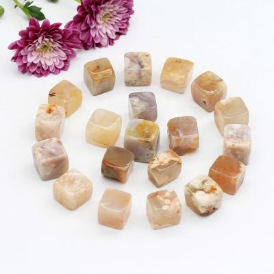 China China Wholesale Bulk Natural Polished Tumbled Flower Agate Gravel Crystals Healing Stones Cubes For Gift for sale