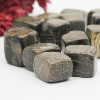 China China Wholesale Natural Polished Tumbled Black Petrified Wood Crystals Healing Stones Tumble For Craft Decoration for sale