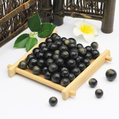 China Wholesale High Quality Natural Golden Sphere Crystal Small Ball Hand Craft Obsidian From China For Decoration for sale