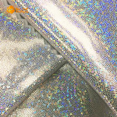 China High stretch swimsuit elastic metallic holo dot foil print knitted fabric for dance wear for sale