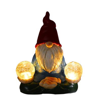 China Wholesale Europe Cutsom Meditate Garden Ornament Outdoor Magic Ball Solar Gnome Garden Light for sale