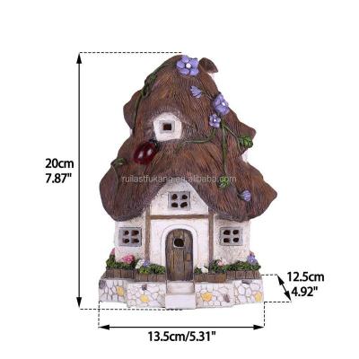 China Garden Decoration Other Garden Supplies , Solar Fairy Cottage Ornaments Garden Decoration Resin for sale