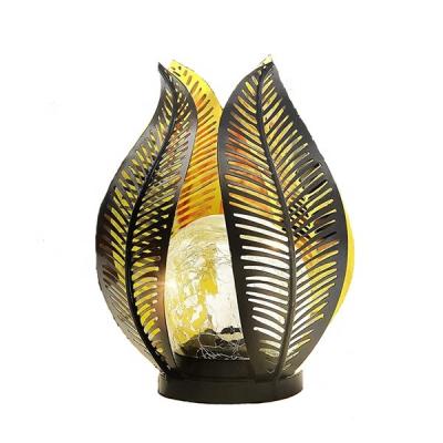 China Garden/Hotel/Wedding/Globe Outdoor Glass-Metal Palm Leaf Flower Crackle Decor Solar Garden Lights for sale