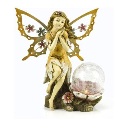 China Outdoor Fairy Angel Garden/Hotel/Wedding/Butterfly Wings Crystal Globe LED Solar Powered Outdoor Garden Light for sale