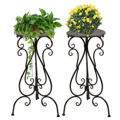 China Home and Garden Occasional Decoration 2 Pack Black Adjustable Metal Flower Pot Holder Plant Stand for sale