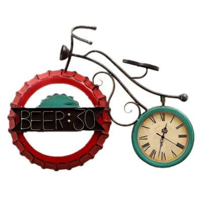 China Africa Professional Metal Crafts Factory Art Home Decor 3D African Bicycle Wall Clocks for sale