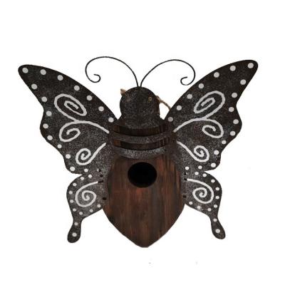 China Manufacturer Wholesale Butterfly Shape Hanging Wooden Birds Nest for sale