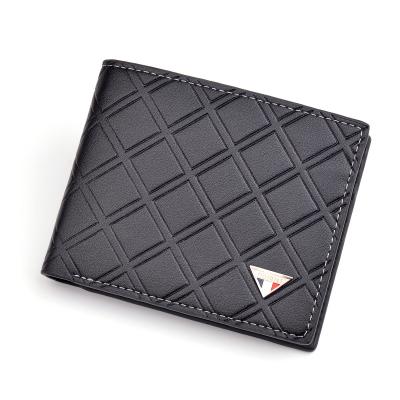 China 2021 Fashion Hot Selling Geometric Check Wallets Waterproof Leather Short Wallet For Men Luxury for sale