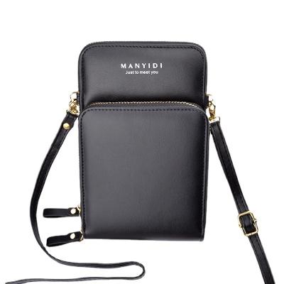 China 2021New Waterproof Mobile Phone Bag Women Leather Zipper Wallet Cross - Body Bag for sale