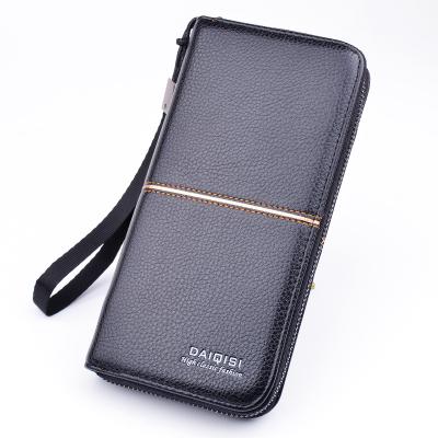 China 2021 New Waterproof Men's Wallet Long Zipper Leather Wallets Grab Wallet Bag For Men for sale