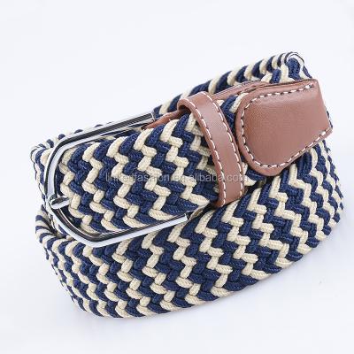 China Cotton Fabric Braided Belt Fashion Stretch Braided Colored Elastic Military Denim Belt Braided Men's Belts for sale