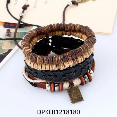 China Jacquard Fashion Handcrafted Stainless Steel Mens Braided Bracelet Two Tone Custom Leather Bracelet for sale